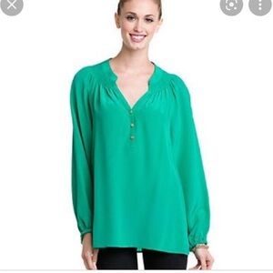 Lilly Pulitzer Elsa Silk V-Neck Bracelet Sleeve Top